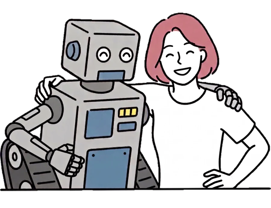 AIロボットとアシスタントのイラスト