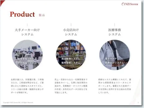 会社紹介資料の制作イメージ：製品紹介