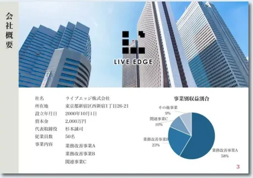 サービス紹介資料の制作イメージ：会社概要